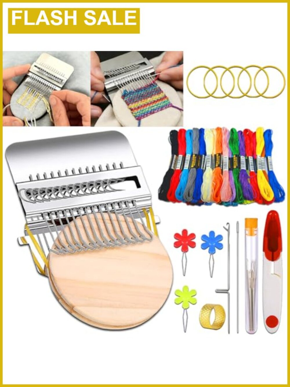 Portable Patch Darning Kit 14-Hook Loom Beginner Sewing Repair Tool